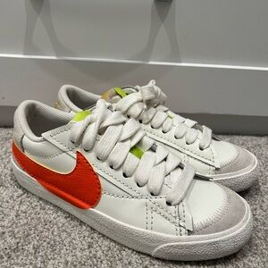 Nike Kids White and Bright Orange Sneakers